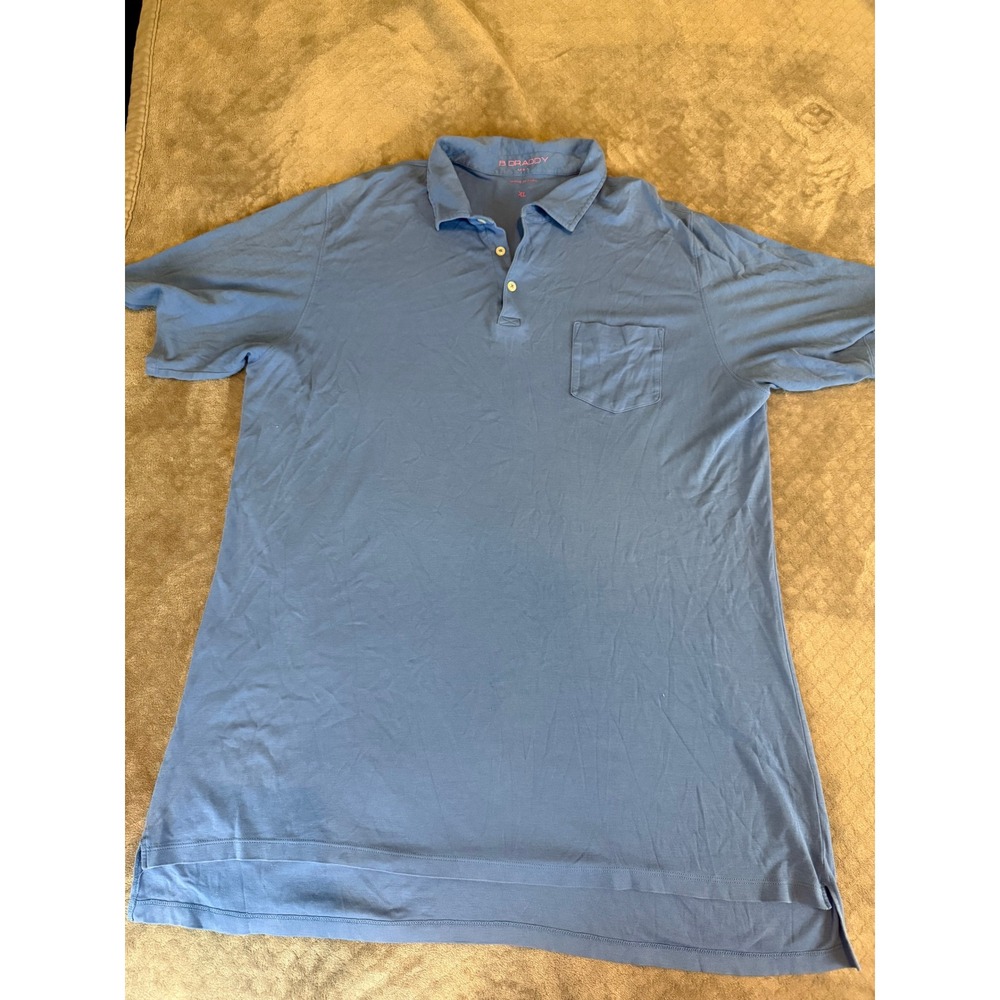 B. Draddy Men's XL Blue Pima Cotton Short Sleeve Pocket Polo Shirt Compass Logo